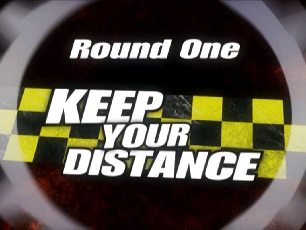 Richard Hammond's Top Gear: Interactive Challenge (DVD Player) screenshot: Round One: Keep Your Distance<br>All rounds start with a title screen like this then Mr Hammond appears to explain everything in detail