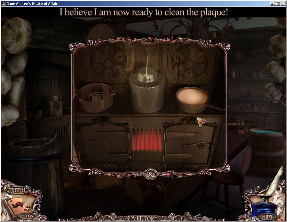 Jane Austen's Estate of Affairs (Windows) screenshot: Boiling a solution to clear the dirty plaque
