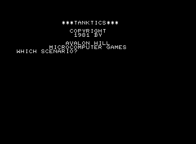 Tanktics (Commodore PET/CBM) screenshot: Title