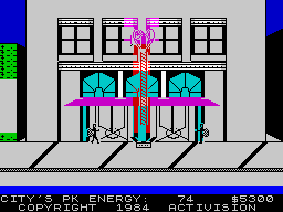 Ghostbusters (ZX Spectrum) screenshot: Catching a "Slimer". (48K)