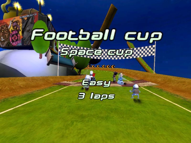 Crazy Frog Arcade Racer (Windows) screenshot: The second Championship Race in The Football Cup is in space
