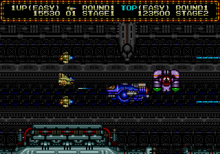 Zero Wing (Genesis) screenshot: Attacking several large enemies