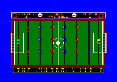 Pub Games (Amstrad CPC) screenshot: Title screen for table football.