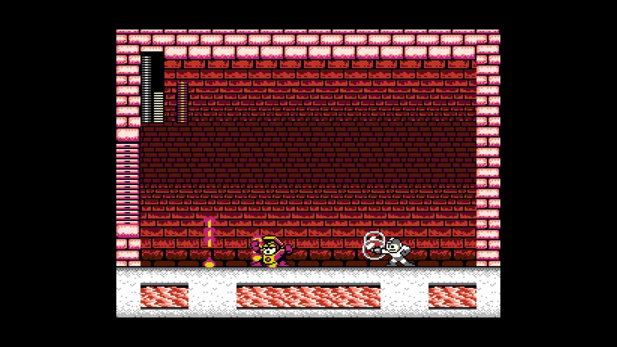 Mega Man: Legacy Collection (Windows) screenshot: Those bubbles are a lot more efficient if you actually HIT the guy with them...