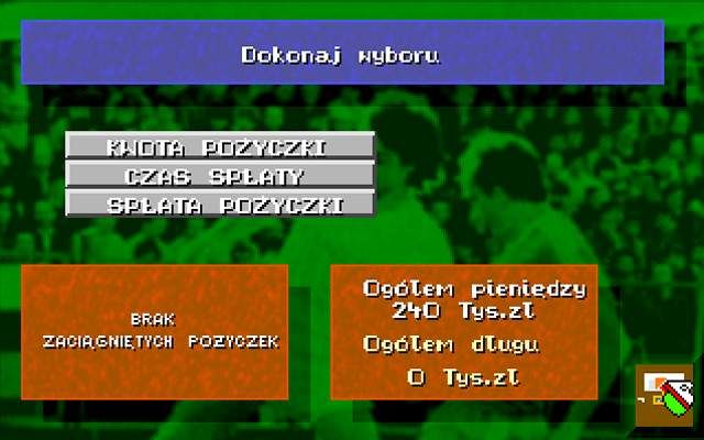 Liga Polska Manager '95 (DOS) screenshot: Bank Loan
