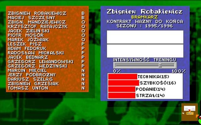 Liga Polska Manager '95 (DOS) screenshot: Players Abilities