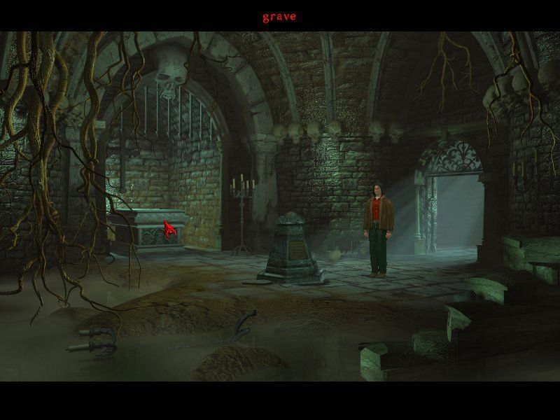 The Black Mirror (Windows) screenshot: One of several underground tombs. This one can be hazardous unless you're careful.