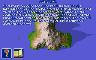 Flames of Freedom (DOS) screenshot: Island info.