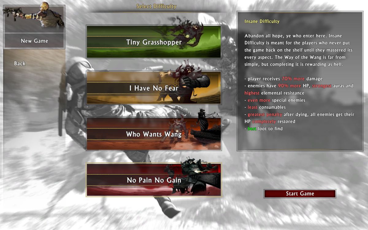 Shadow Warrior 2 (Windows) screenshot: Difficulty selection