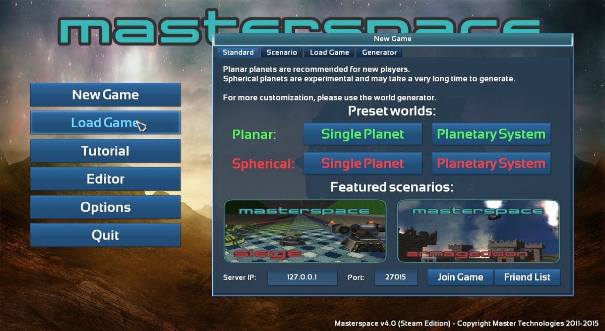 Masterspace (Windows) screenshot: Starting new game