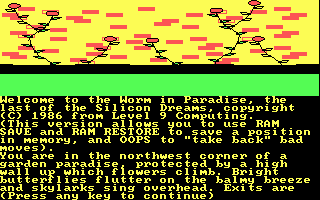 Silicon Dreams (DOS) screenshot: Beginning Worm in Paradise (CGA)