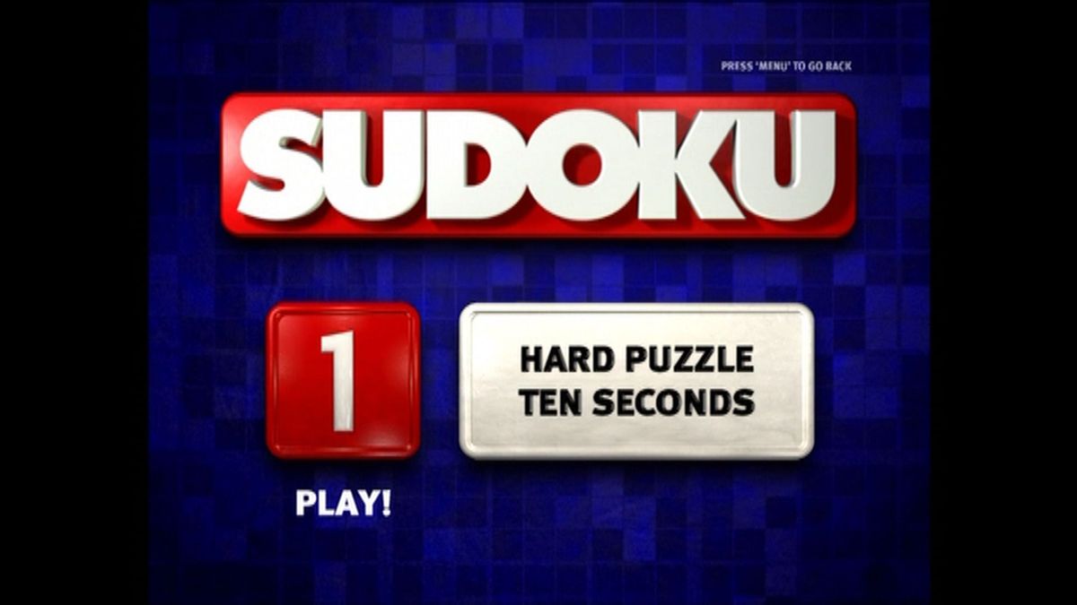 Sudoku (DVD Player) screenshot: The game is about to start<br>Before it does so it shows the configuration selections made
