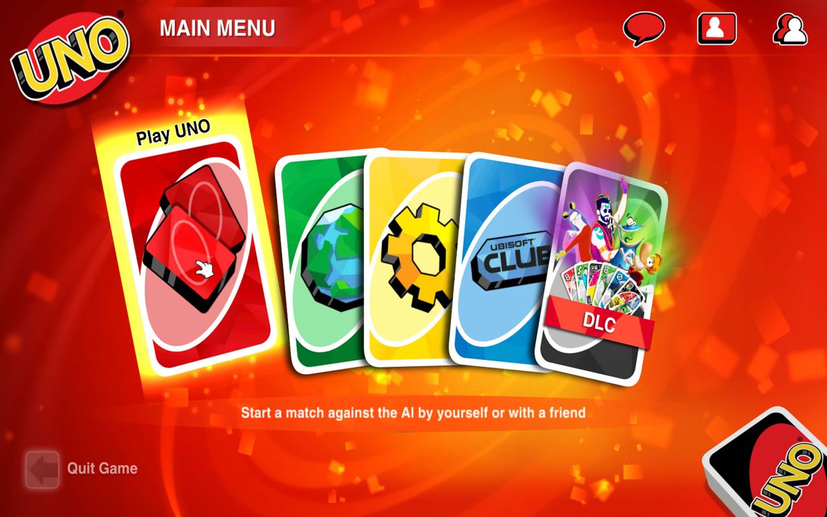 Uno (Windows) screenshot: main menu