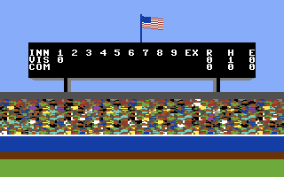 Championship Baseball (Commodore 64) screenshot: The scoreboard
