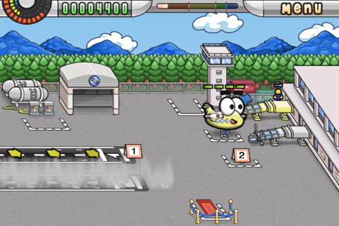 Airport Mania: First Flight (iPhone) screenshot: Fog on the runway can disrupt services for a few moments.