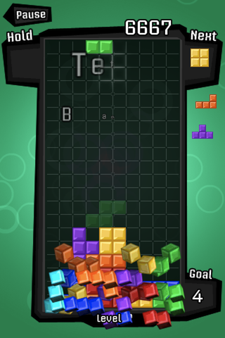 Tetris (iPhone) screenshot: The blocks go flying as you clear them out.