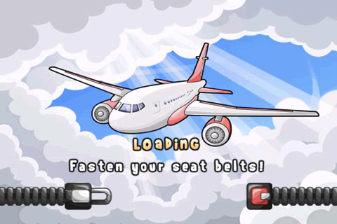 Airport Mania: First Flight (iPhone) screenshot: The initial loading screen, mind the seat belt.