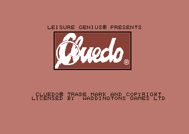 Cluedo (Commodore 64) screenshot: The title screen.