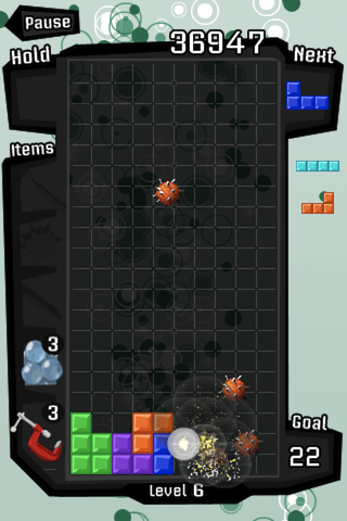 Tetris (iPhone) screenshot: Yes, Yes! Kill the blocks. Kill them all!