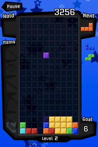 Tetris (iPhone) screenshot: Ta-da! The block changes into a tiny one piece block.