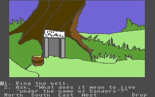 Winnie the Pooh in the Hundred Acre Wood (Commodore 64) screenshot: Winnie the Pooh's house.