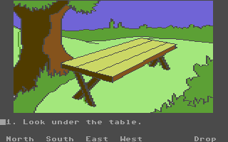 Winnie the Pooh in the Hundred Acre Wood (Commodore 64) screenshot: Picnic table.