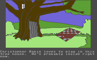Winnie the Pooh in the Hundred Acre Wood (Commodore 64) screenshot: Robin's home.
