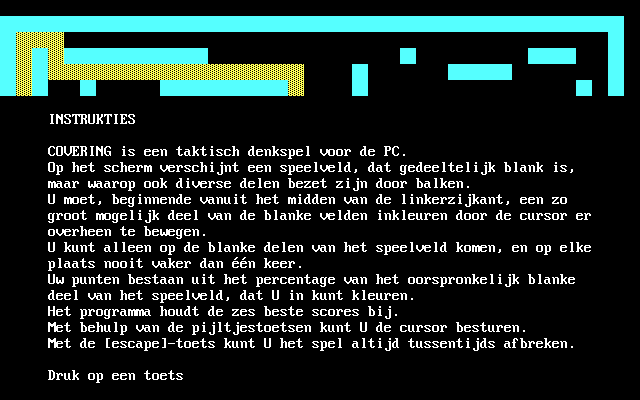 Covering (DOS) screenshot: Instructions