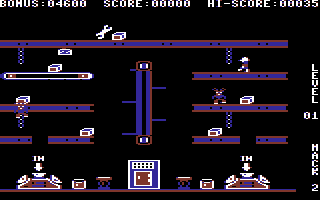 Hard Hat Mack (Commodore 64) screenshot: Stage 3