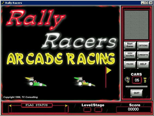 Rally Racers (Windows) screenshot: The game screen before a game starts