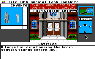 Déjà Vu II: Lost in Las Vegas (Apple IIgs) screenshot: Outside train station.