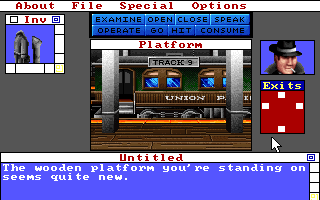 Déjà Vu II: Lost in Las Vegas (DOS) screenshot: Train platform. (VGA)