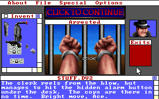 Déjà Vu II: Lost in Las Vegas (DOS) screenshot: Arrested! (VGA)