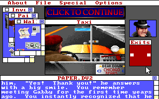 Déjà Vu II: Lost in Las Vegas (DOS) screenshot: Inside cab. (VGA)
