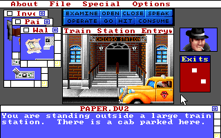Déjà Vu II: Lost in Las Vegas (DOS) screenshot: Outside Chicago train station. (VGA)