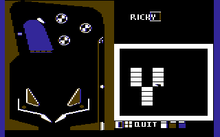 Pinball Construction Set (Commodore 64) screenshot: Using the pixel editor to write my name.