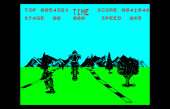Enduro Racer (Thomson MO) screenshot: Jumping