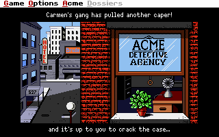 Where in the World is Carmen Sandiego? (Enhanced) (DOS) screenshot: The Acme Dectective Agency.