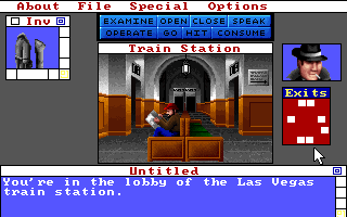 Déjà Vu II: Lost in Las Vegas (DOS) screenshot: Train station. (VGA)