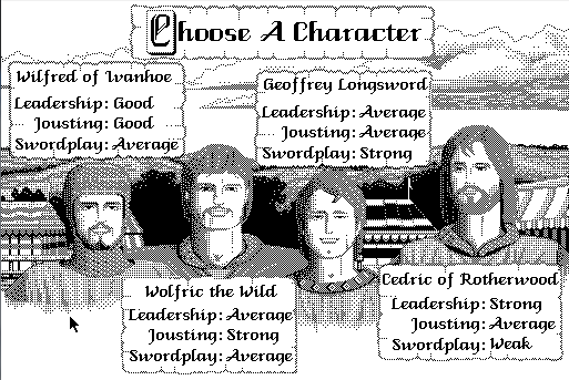 Defender of the Crown (Macintosh) screenshot: Choose your character.