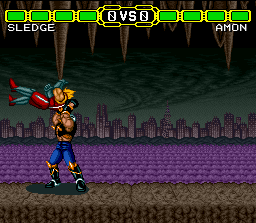 Doomsday Warrior (SNES) screenshot: Flying Elbow