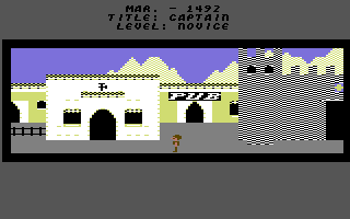 The Seven Cities of Gold (Commodore 64) screenshot: Starting town in Europe