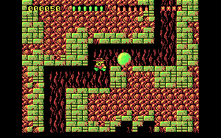 Rick Dangerous (DOS) screenshot: The famous boulder scene (CGA)
