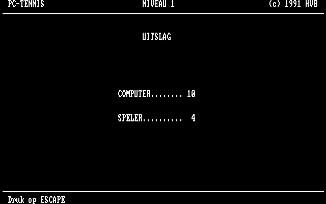 PC-Tennis (DOS) screenshot: The computer won