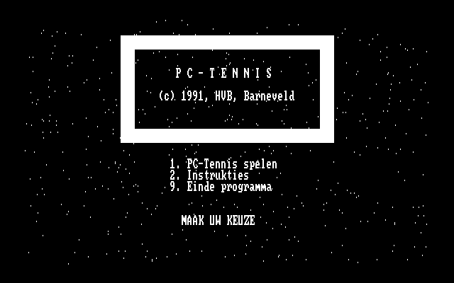 PC-Tennis (DOS) screenshot: Main menu