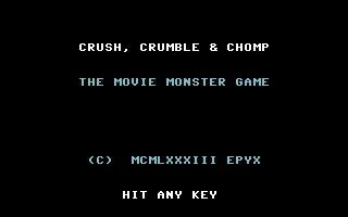 Crush, Crumble and Chomp! (Commodore 64) screenshot: Title screen