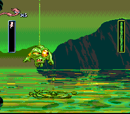 Earthworm Jim (SNES) screenshot: There are dangerous things living in this swamp