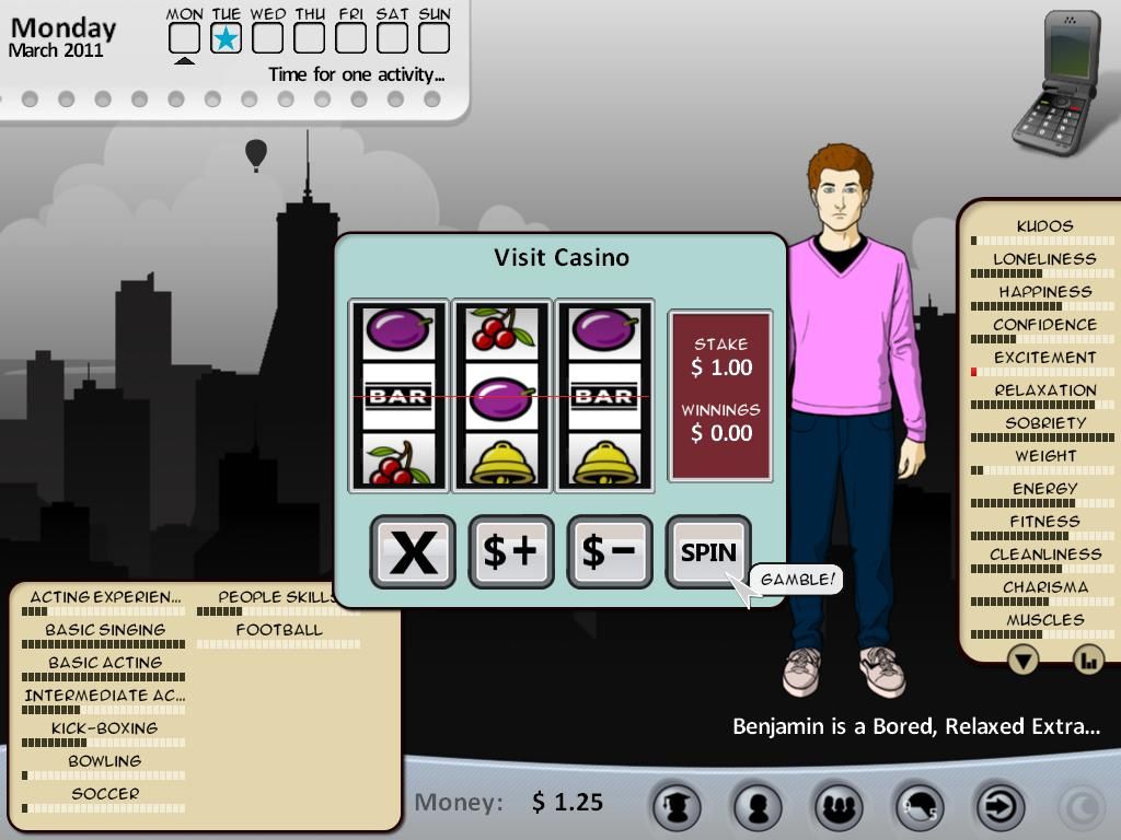 Kudos 2 (Windows) screenshot: When you visit the casino with friends a little mini-game pops up.