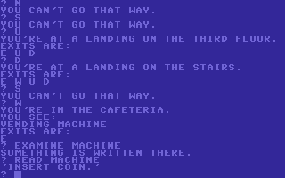 COMPUTE!'s Guide to Adventure Games (included game) (Commodore 64) screenshot: Vending machine.