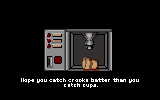 Where in Time Is Carmen Sandiego? (DOS) screenshot: You can never get that dumb coffee machine in the lounge to work...